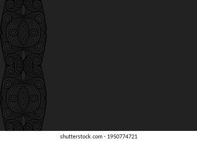 Geometric volumetric convex black background. Ethnic African, Mexican, Indian motives. 3D relief pattern in doodling style. Colorful decorative ornament. Vertical insert.
