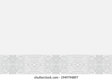 Geometric volumetric convex white background. Ethnic African, Mexican, Indian motives. 3D relief pattern in doodling style of circles and shapes. Horizontal insert for presentations, websites. 