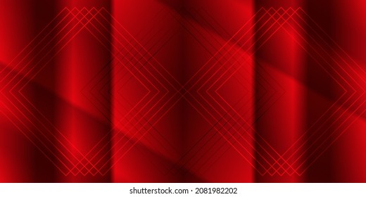 Fondo rojo volumétrico geométrico. Resumen del fondo tecnológico con adorno cuadrado. Elemento de diseño de vectores para carteles, carteles, cubiertas.