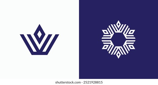 Diseño geométrico del logotipo del Vector de la corona de la forma de la letra de W con estilo moderno, simple, limpio y abstracto. Icono para negocios, investigación y marca personal.