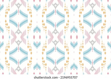 Diseño geométrico de papel pintado ikat vector patrón boho con geométrico en colores brillantes. Diseño de alfombras, papel pintado, ropa, envoltura, batik, tela, ilustración vectorial estilo bordado en la etnia