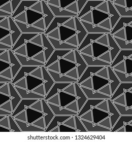 Geometric wallpaper. Hexagons, triangles, figures ornament.Shapes background. Geometric wallpaper. Figures motif. Geometrical backdrop. Digital paper, web designing, textile print. Seamles pattern.
