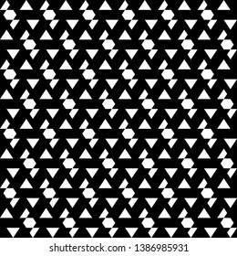 Geometric wallpaper. Seamless vector. Hexagons, triangles, trapeziums background. Folk ornament. Polygons pattern. Ethnic motif. Digital paper, textile print, abstract backdrop