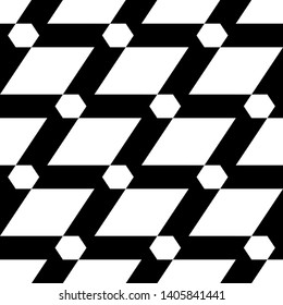 Geometric wallpaper. Seamless vector. Hexagons, parallelograms background. Folk ornament. Polygons pattern. Ethnic motif. Digital paper, textile print, abstract backdrop.