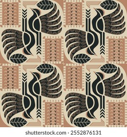 Geometrische Warbler Muster Vintage Stil und Hand zeichnen Linie
