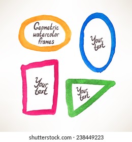 geometric watercolor frame. rectangle, circle, triangle - 2