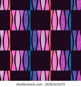 Geometric watercolor squares texture. Colorful mosaic checkered seamless pattern