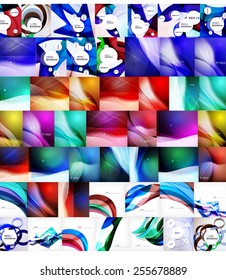Geometric wave abstract backgrounds, vector mega collection of futuristic templates