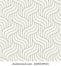 Diseño de onda geométrica. Patrón sin fisuras de Vector. Textura ondulada monocromática. Diseño de rejilla tejida lineal.