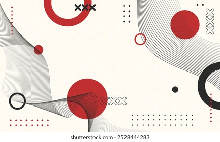Fondo abstracto geométrico de la forma de la línea de onda. línea curva dinámica. para la decoración japonesa del cartel o del Anuncio del diseño del estilo