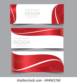  Geometric Wave lines banner. Abstract wavy stripes on red background isolated. Creative line art. Vector illustration EPS 10. Red shiny waves with lines created using pen Tool. 