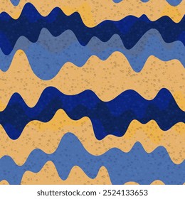 Geometric wave liquid vector seamless pattern. Wavy dynamic stripes texture. Rounded fluent marble,decor backdrop. Wallpaper ornament design. Wave flow splash fluid shapes swatch.