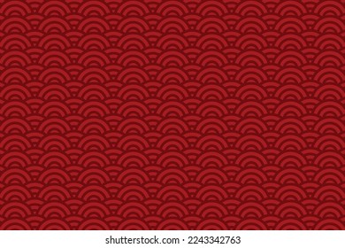Geometric wave pattern dark red circular lines for fabric pattern, Imlek background