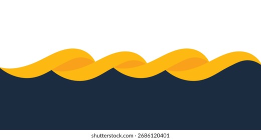 Geometric wave shapes background. Yellow and dark blue colors. Business and presentation template