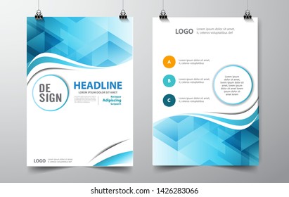 Geometric waves Absract background. blue curves lines. Brochure, flyer, poster, template. Cover design. vector-stock illustration EPS 10 - Vector

