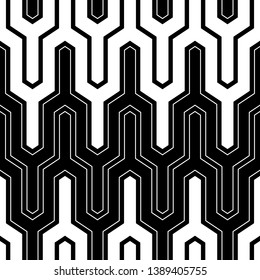 Geometric waves ornament. Zigzag lines background. Linear backdrop. Jagged stripes motif.Curves image. Seamless pattern.Digital paper, textile print, web design.