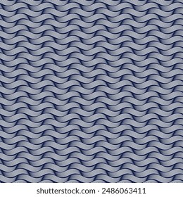A Geometric Waves Seamless Pattern for Japanese seamless pattern of traditional clothes design. Decorative wallpaper. Blue and grey floral textiles.