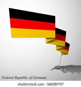 Geometric Waving Flag of Federal Republic of Germany. Vector Illustration