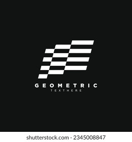 Diseño del logotipo de la bandera ondulante geométrica. Logotipo de bandera monocroma para su marca o negocio