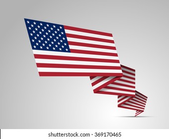 Geometric Waving Flag of United States of America. Stars and Stripes. Vector Illustration