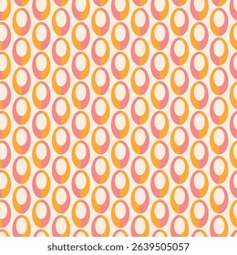 Geometric wavy background. Chain circles vector seamless pattern. Vintage colored fashion allover print. Retro repeat ornament wallpaper.