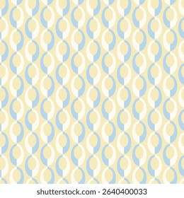 Geometric wavy background. Chain circles vector seamless pattern. Vintage colored fashion allover print. Retro repeat ornament wallpaper.