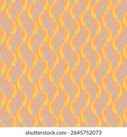 Fondo ondulado geométrico. Círculos de cadena de Vector sin patrón. Antiguas coloreado de moda por todo el estampado. Fondo de pantalla de adorno de repetición retro.