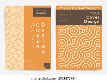 Geometric wavy circles design for poster, book cover, brochure or background. Asian circles and waves geometric presentation template set. Creative Abstract geometry shapes concept for wall printing.