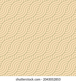 Geometric wavy knots japanese seamless pattern. Wavy lines in asian style. Oriental "seigaiha" repeat background tile. seigaiha means ocean waves.