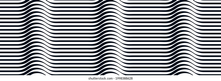 Geometric wavy lines seamless pattern vector, 3D dimensional endless background wallpaper design image, stripy curved tillable texture.