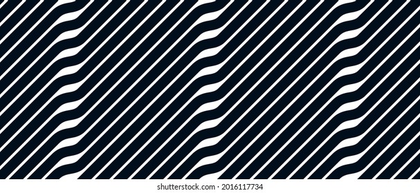 Geometric wavy lines seamless pattern vector, 3D dimensional endless background wallpaper design image, stripy curved tillable texture.