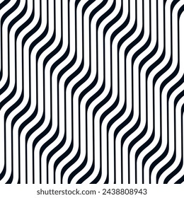 Geometric wavy lines seamless pattern vector, 3D dimensional endless background wallpaper design image, stripy curved tillable texture.