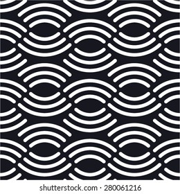 Geometric wavy pattern of the semicircle, seamless vector background.