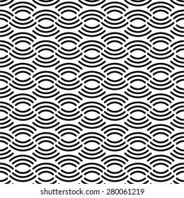 Geometric wavy pattern of the semicircle, seamless vector background.