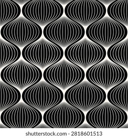 Geometric Wavy Symmetrical Print Decorative seamless pattern. Repeating background. Tileable wallpaper print.