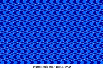 Geometric wavy zigzag blue background with white outline for design and decoration.