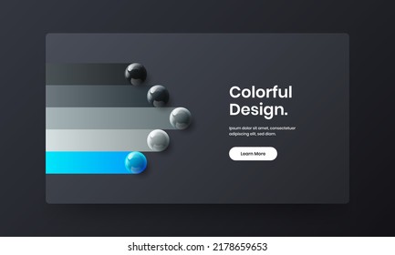 Geometric web banner design vector concept. Minimalistic 3D balls corporate brochure layout.
