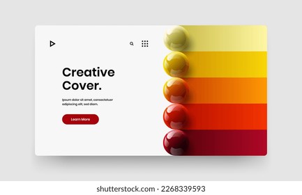 Geometric web banner design vector layout. Minimalistic realistic balls book cover template.