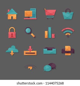 Geometric web icons in colored vector