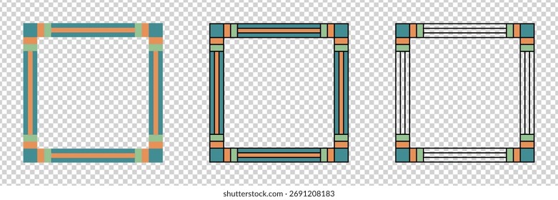 Bordas e divisores geométricos de páginas da Web definidos em estilo de cor moderno, quadros de design vetorial para modelos de site, cartaz e banner.