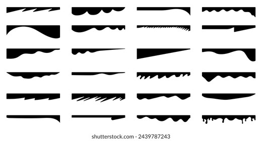 Borde geométrico del sitio Web y encabezados separadores. Página web orgánica.Formas divisorias para página web.Conjunto de curvas abstractas para banners, pósters, sitio web y aplicación. Formas y encabezados de divisores vectoriales.