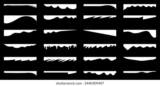 Geometric Website border and separator headers. Organic Web page.Divider shapes for web page.Abstract Curve Set for Banners,Posters,website and App. Vector Dividers shapes and headers.