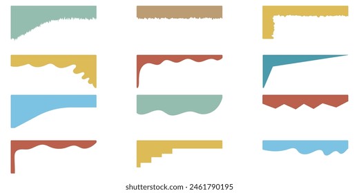 Geometric Website border and separator headers. Organic Web page. Divider shapes for web page. Abstract Curve Set for Banners, Posters, website and App. Vector Dividers shapes and headers.