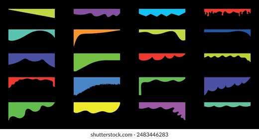 Geometric Website border and separator headers. Organic Web page. Divider shapes for web page. Abstract Curve Set for Banners, Posters, website and App. Vector Dividers shapes and headers.