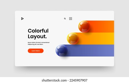 Geometric website design vector concept. Original 3D balls handbill layout.