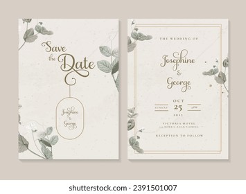 Plantilla de invitación a la boda geométrica con flor de arveja Lolliradio blanca