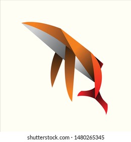 geometric  whale logo design vector, combined red and orange color in white background