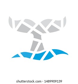 geometric whale tail icon- vector illustration