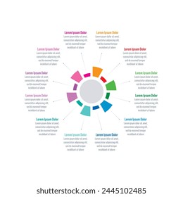 geometric wheel infographic template. twelve step briefing template. Infographic template for industry, business, energy, technology, science. annual report, informational template for magazine