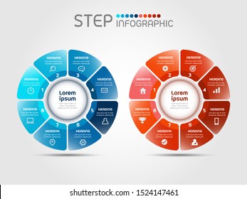 Geometric wheel shape elements with steps,options,processes or workflow.Business data visualization. Creative step infographic template for presentation,vector illustration.